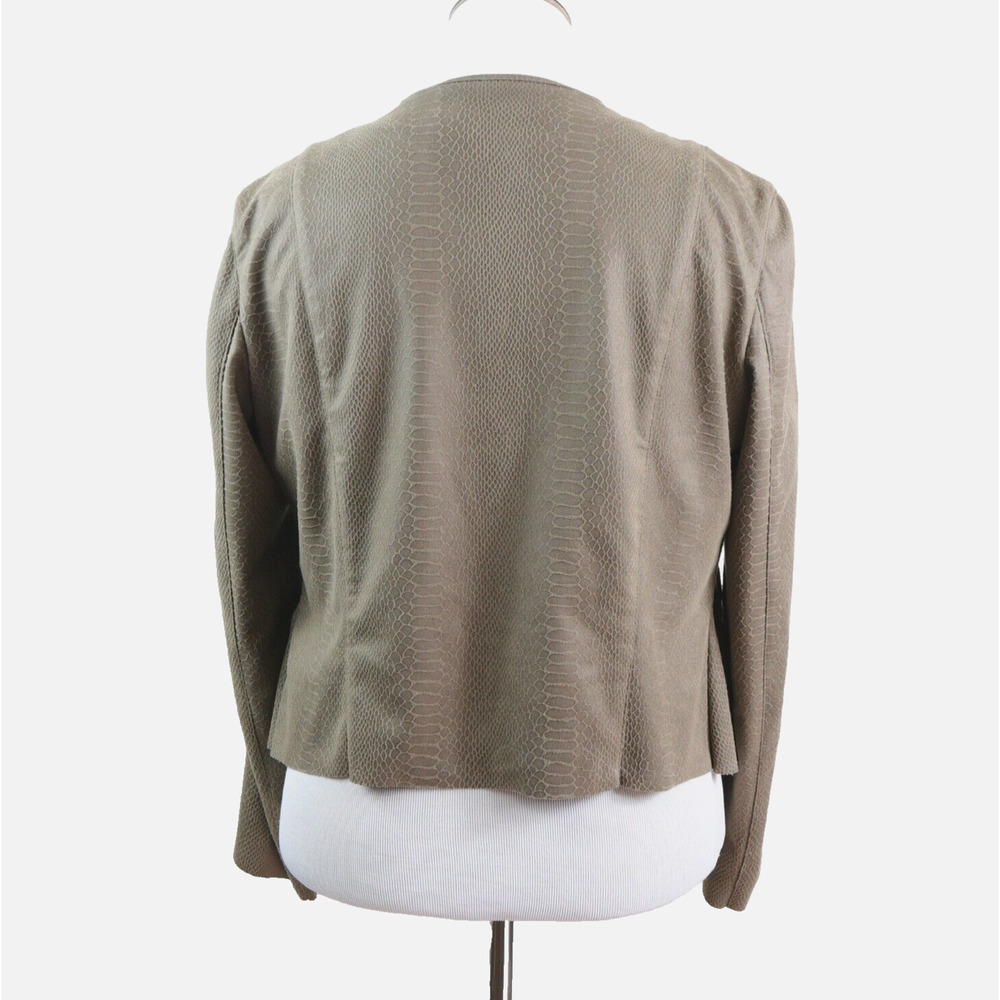 Blank NYC Size L Draped Moto Lightweight Jacket Snake Print Brown - Picture 4 of 10